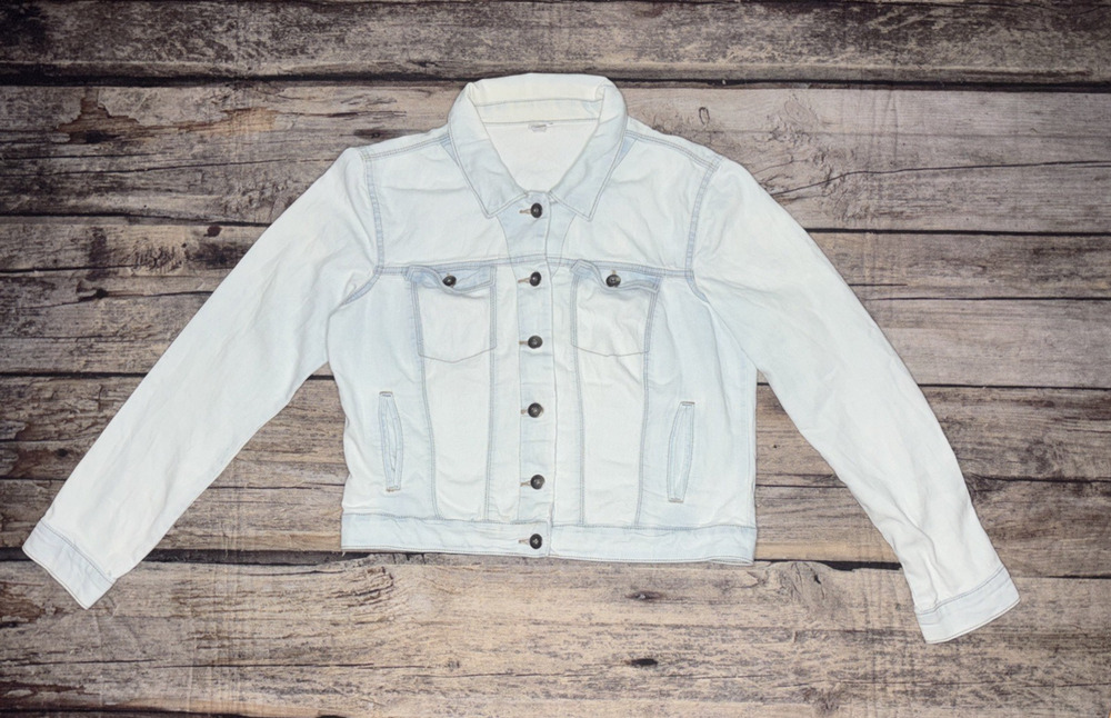 Vera Moda Women's Light Blue Denim Jacket Distressed Stretch Casual Size Large